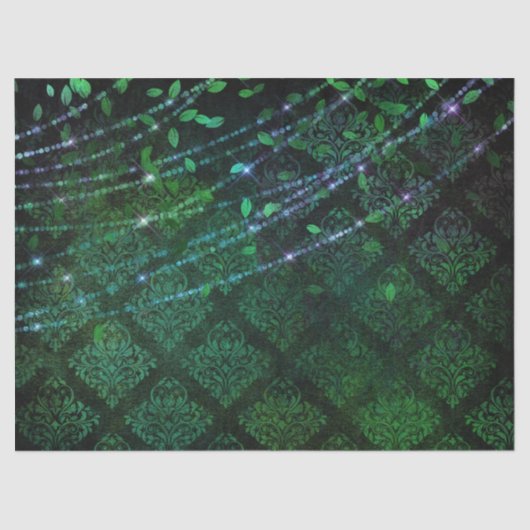 緑のデカ葉プページ上のダマスク、ランプ 薄葉紙 (正面)