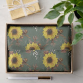 緑のデコパージュのヒマワリとどんぐり 薄葉紙 (ギフト)