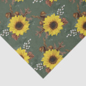 緑のデコパージュのヒマワリとどんぐり 薄葉紙 (詳細)