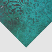 緑のデコパージ上のスクロールワークとライト 薄葉紙 (詳細)