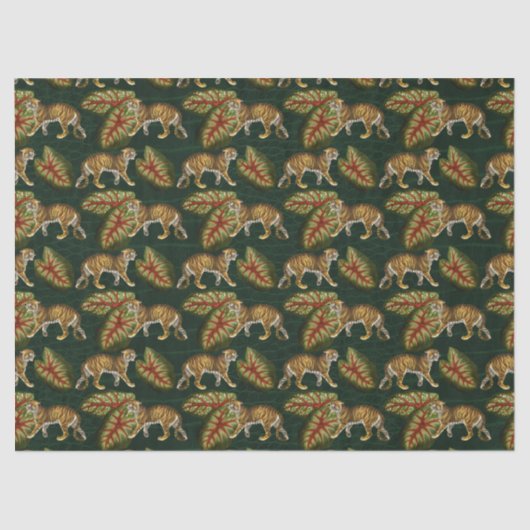 緑のデコパ葉ージュの虎と 薄葉紙 (正面)