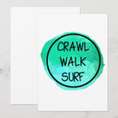 緑のデザインでクロール ウォーク サーフ！ 招待状 (正面/裏面)