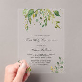 緑のデザイン | 第一聖餐式 アクリル招待状 (インサイチュ (ポータブル))