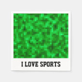 緑のデジタル芝スポーツフィールド サッカー フットボール スタンダードカクテルナプキン (正面)