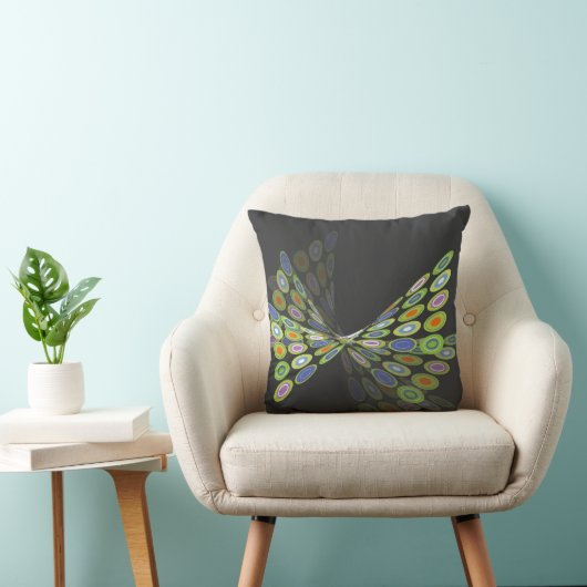 緑のデジタル蝶グラフィックアートの枕Cushio クッション (椅子)
