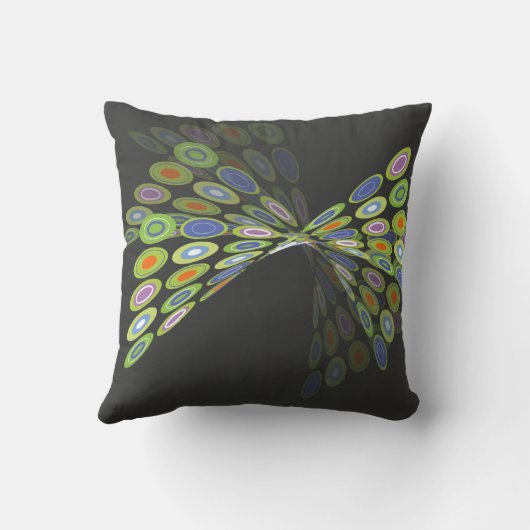 緑のデジタル蝶グラフィックアートの枕Cushio クッション (裏面)