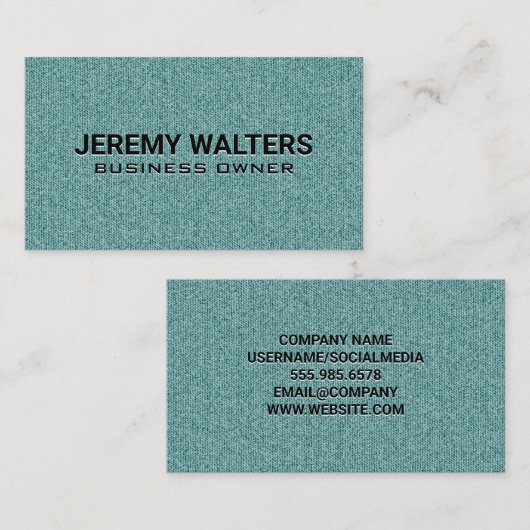 緑のデニムのファブリックの背景 名刺 (正面/裏面)