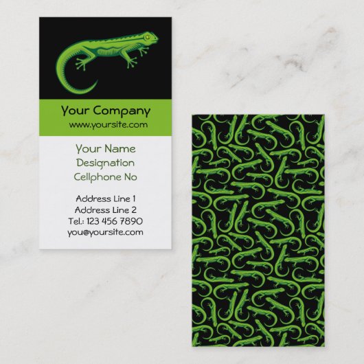緑のトカゲ垂直 名刺 (正面/裏面)
