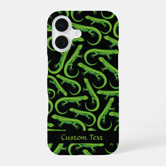 緑のトカゲ模様 iPhone 16ケース (裏面)