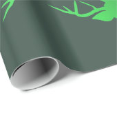 緑のトナカイのクリスマスの休日パターン ラッピングペーパー (ロールコーナー)