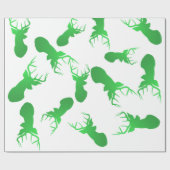 緑のトナカイのクリスマスの休日パターン ラッピングペーパー (フラット)