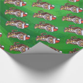 緑のトラのクリスマス ラッピングペーパー (角)