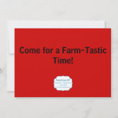 緑のトラクターおよび赤い納屋の誕生会の招待 招待状 (裏面)