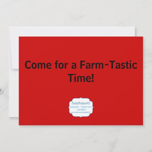 緑のトラクターおよび赤い納屋の誕生会の招待 招待状 (裏面)