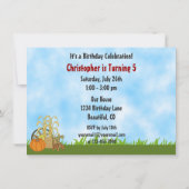 緑のトラクターと赤い納屋 オータムファーム誕生日 招待状 (裏面)