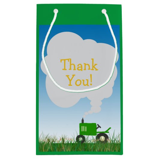 緑のトラクターのパーティーのバッグ スモールペーパーバッグ (裏面)