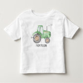 緑のトラクターの幼児用Tシャツ トドラーTシャツ (正面)