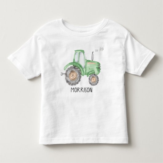 緑のトラクターの幼児用Tシャツ トドラーTシャツ (正面)
