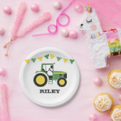 緑のトラクターの誕生会の紙皿 ペーパープレート (パーティー)