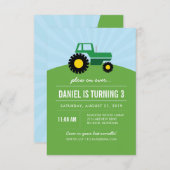 緑のトラクターの誕生日のパーティの招待状 招待状 (正面/裏面)