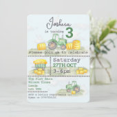 緑のトラクターをテーマにしたカスタマイズ招待状 招待状 (スタンド正面)