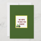 緑のトラクター | 男の子の誕生日パーティー 招待状 (裏面)