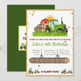 緑のトラクター | 男の子の誕生日パーティー 招待状