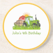 緑のトラクター | 農場をテーマにした誕生日パーティーの装飾 コースター (正面)
