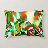 緑のトラック、オレンジ色のサンゴの背景の霧雨 アクセントクッション (正面)