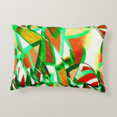 緑のトラック、オレンジ色のサンゴの背景の霧雨 アクセントクッション (裏面)