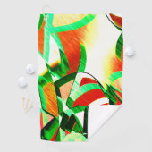 緑のトラック、オレンジ色のサンゴの背景の霧雨 ゴルフタオル (インサイチュ)