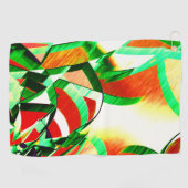 緑のトラック、オレンジ色のサンゴの背景の霧雨 ゴルフタオル (横)