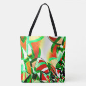 緑のトラック、コーラルオレンジの背景のドリブル トートバッグ (正面)