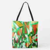 緑のトラック、コーラルオレンジの背景のドリブル トートバッグ (裏面)