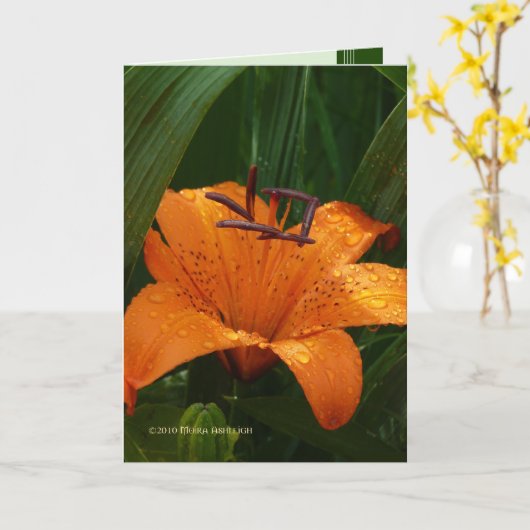 緑のトラ カード (黄色い花)