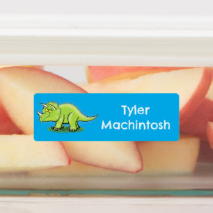 緑のトリケラトプス恐竜の漫画パーソナライズされた ラベル