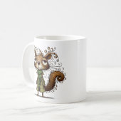 緑のトレンコートに入ったリス コーヒーマグカップ (正面左)