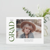 緑のトレンディーセリフ2枚の写真の卒業 案内状 (スタンド正面)