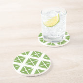 緑のトレンディー三角形パターン コースター (側面)