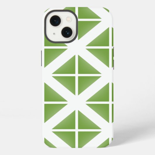 緑のトレンディー三角形パターン iPhoneケース (裏面)