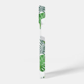 緑のトロピカルト葉モグラム iPhoneケース (左側面)