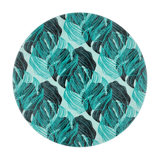 緑のトロピカルパーム葉のデザイン。 カッティングボード (正面)