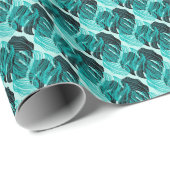 緑のトロピカルパーム葉のデザイン。 ラッピングペーパー (ロールコーナー)