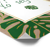 緑のトロピカルリーフウェディング あなたを大切にしようサイン ポスター (角)