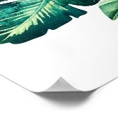 緑のトロピカルリーフ ブラック ウェディング バナー ポスター (角)