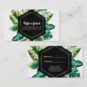 緑のトロピカル離れスクエレガント、友人を参照 紹介カード (正面/裏面)