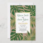 緑のトロピッ葉ククラフト紙婚約パーティ 招待状 (正面)
