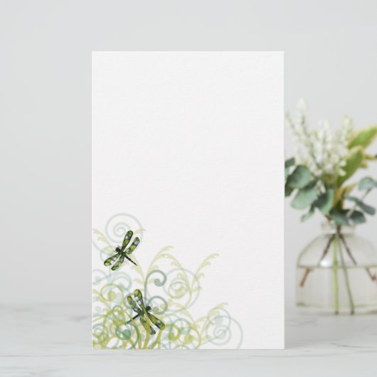 緑のトンボの文房具 便箋 (スタンド正面)