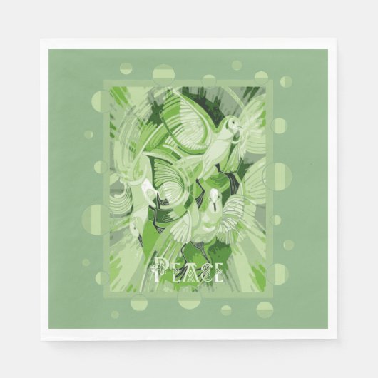 緑のトーンでケルト平和文字で鳩 スタンダードランチョンナプキン (正面)