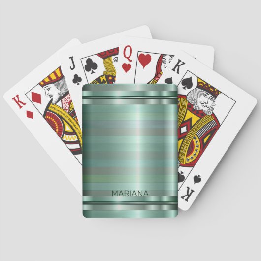 緑のトーンのストライプパターン トランプ (裏面)